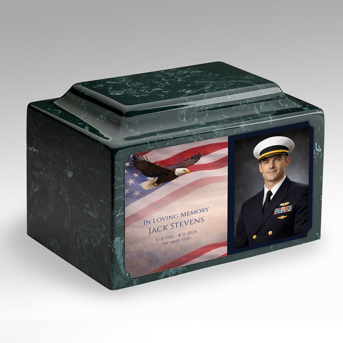 Adult Legacy Portrait American Eagle Cultured Marble Urns by MacKenzie
