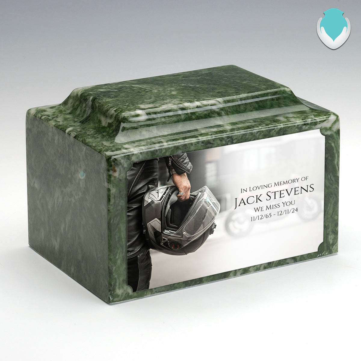 Adult Legacy Custom Printed Motorcycle Helmet Cultured Marble Urns by MacKenzie