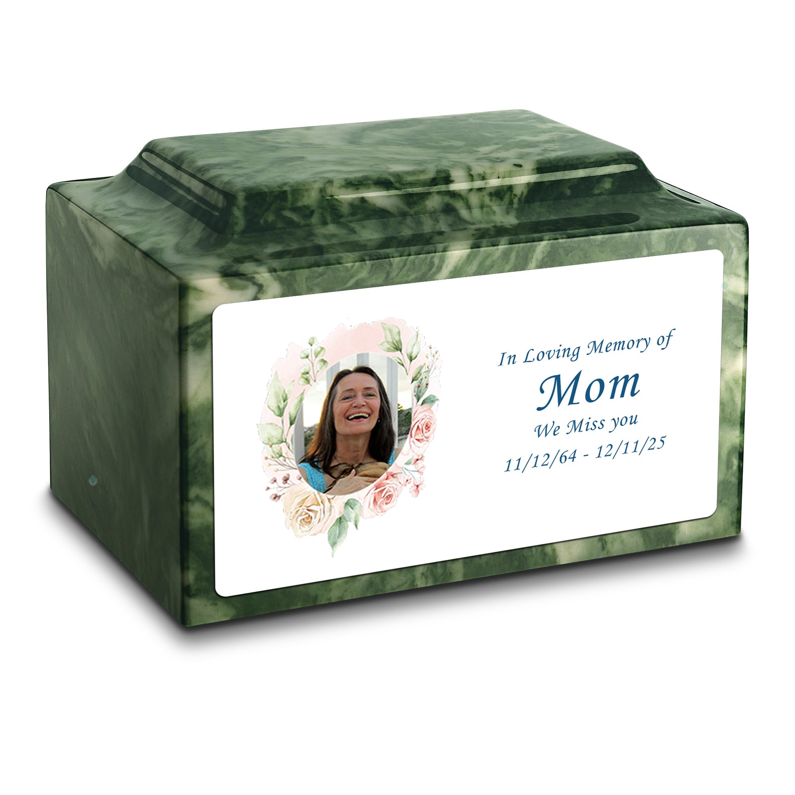 Adult Legacy Custom Printed Flower Photo Frame Cultured Marble Urns by MacKenzie