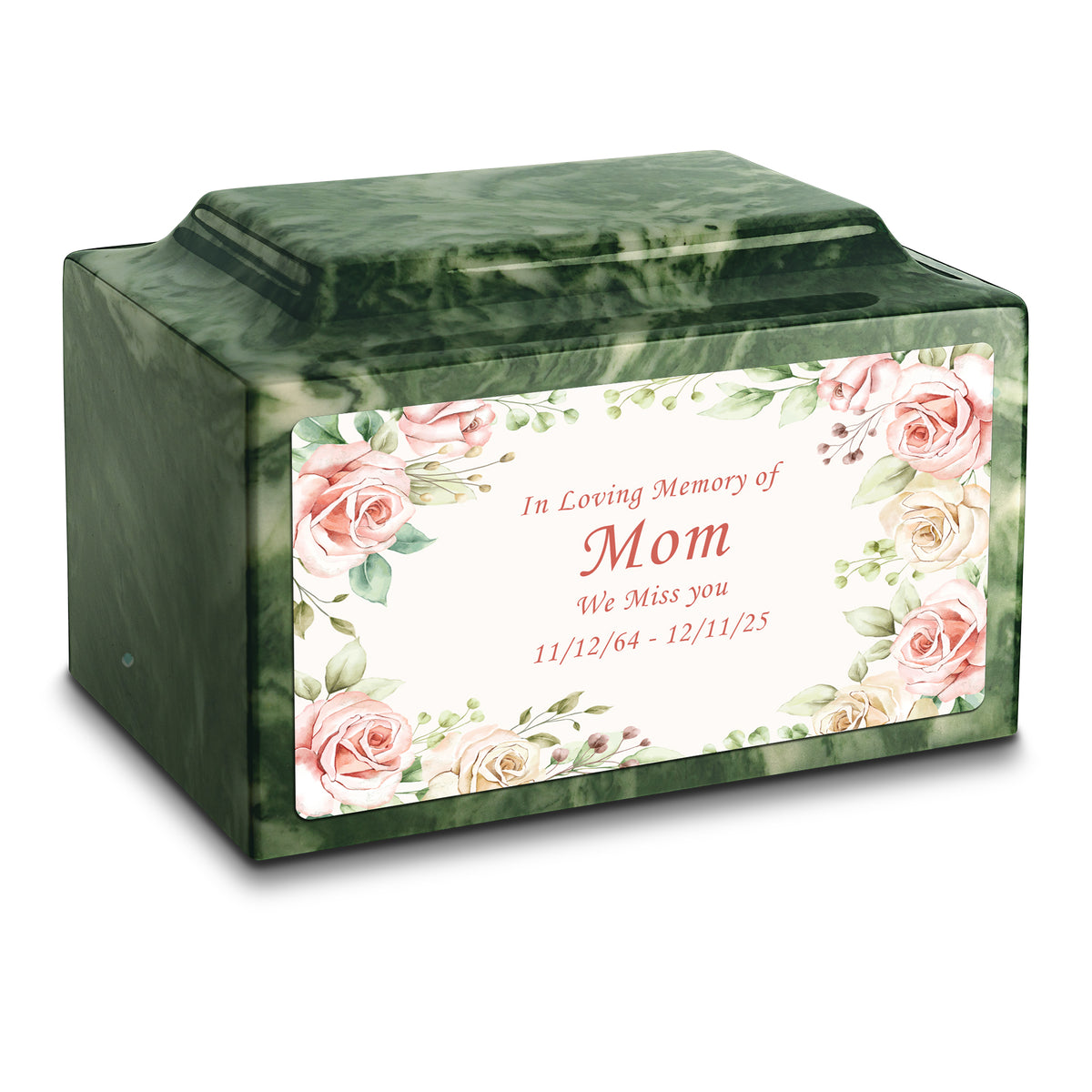 Adult Legacy Custom Printed Flower Frame Cultured Marble Urns by MacKenzie