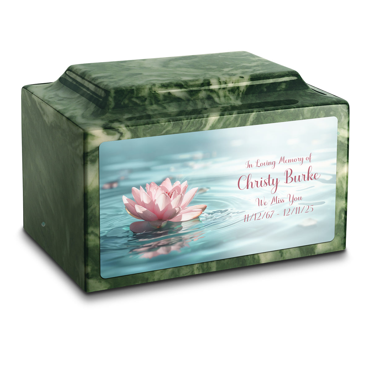 Adult Legacy Custom Printed Lotus Flower Cultured Marble Urns by MacKenzie