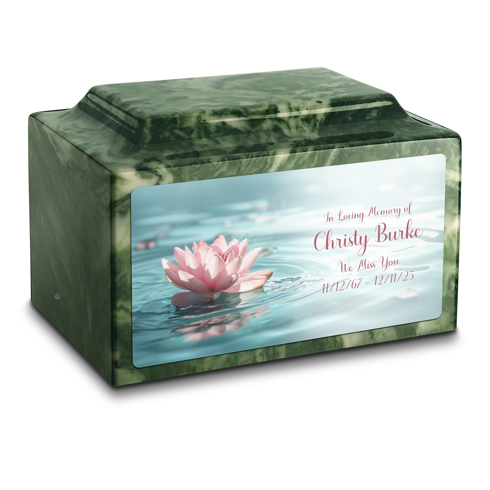 Adult Legacy Custom Printed Lotus Flower Cultured Marble Urns by MacKenzie