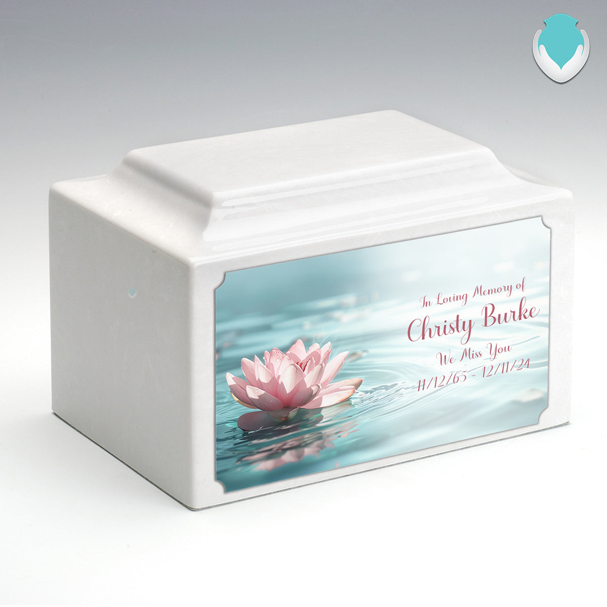 Adult Legacy Custom Printed Lotus Flower Cultured Marble Urns by MacKenzie