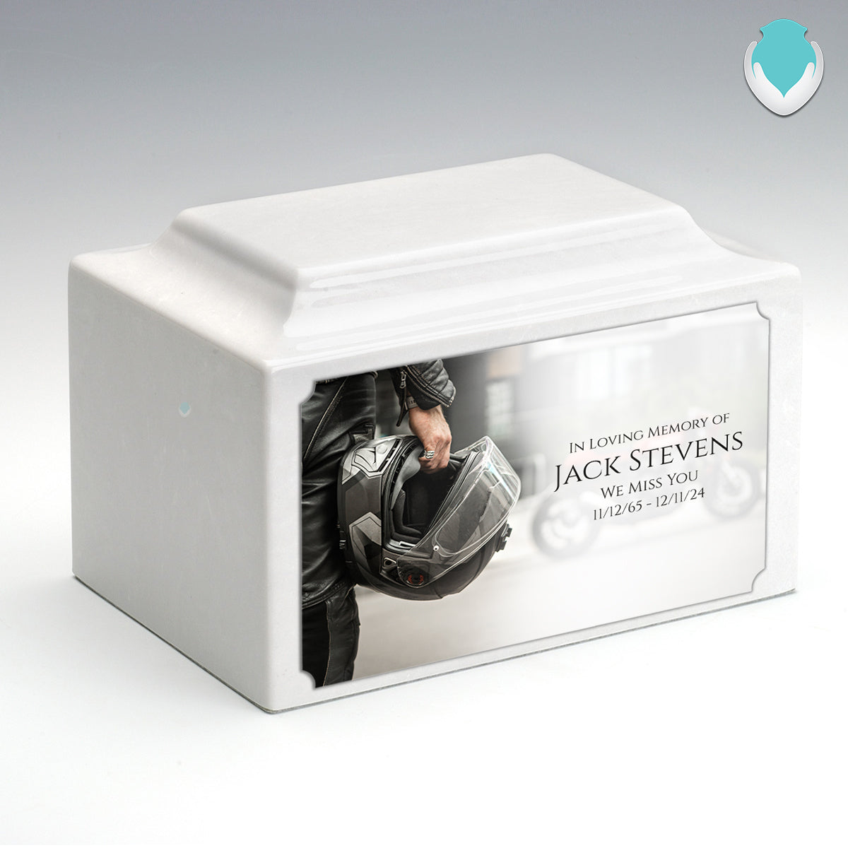 Adult Legacy Custom Printed Motorcycle Helmet Cultured Marble Urns by MacKenzie