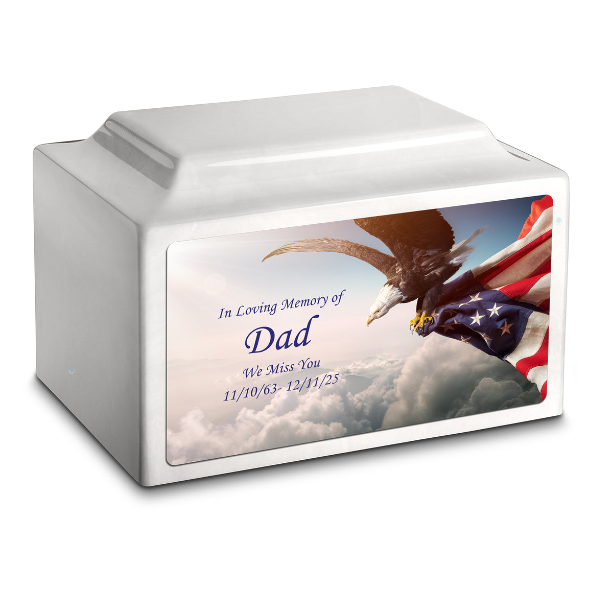 Adult Legacy Custom Printed American Eagle Cultured Marble Urns by MacKenzie