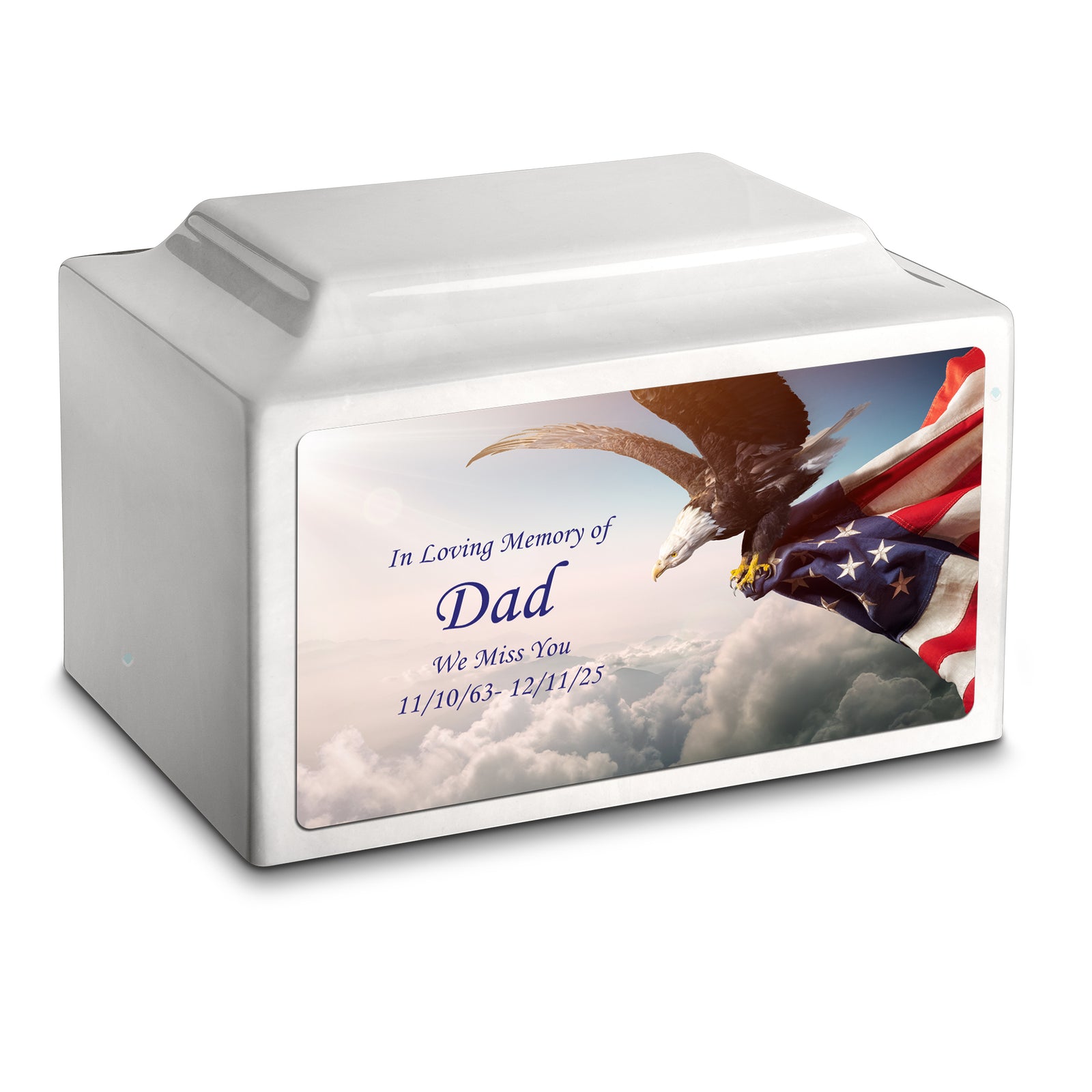 Adult Legacy Custom Printed American Eagle Cultured Marble Urns by MacKenzie