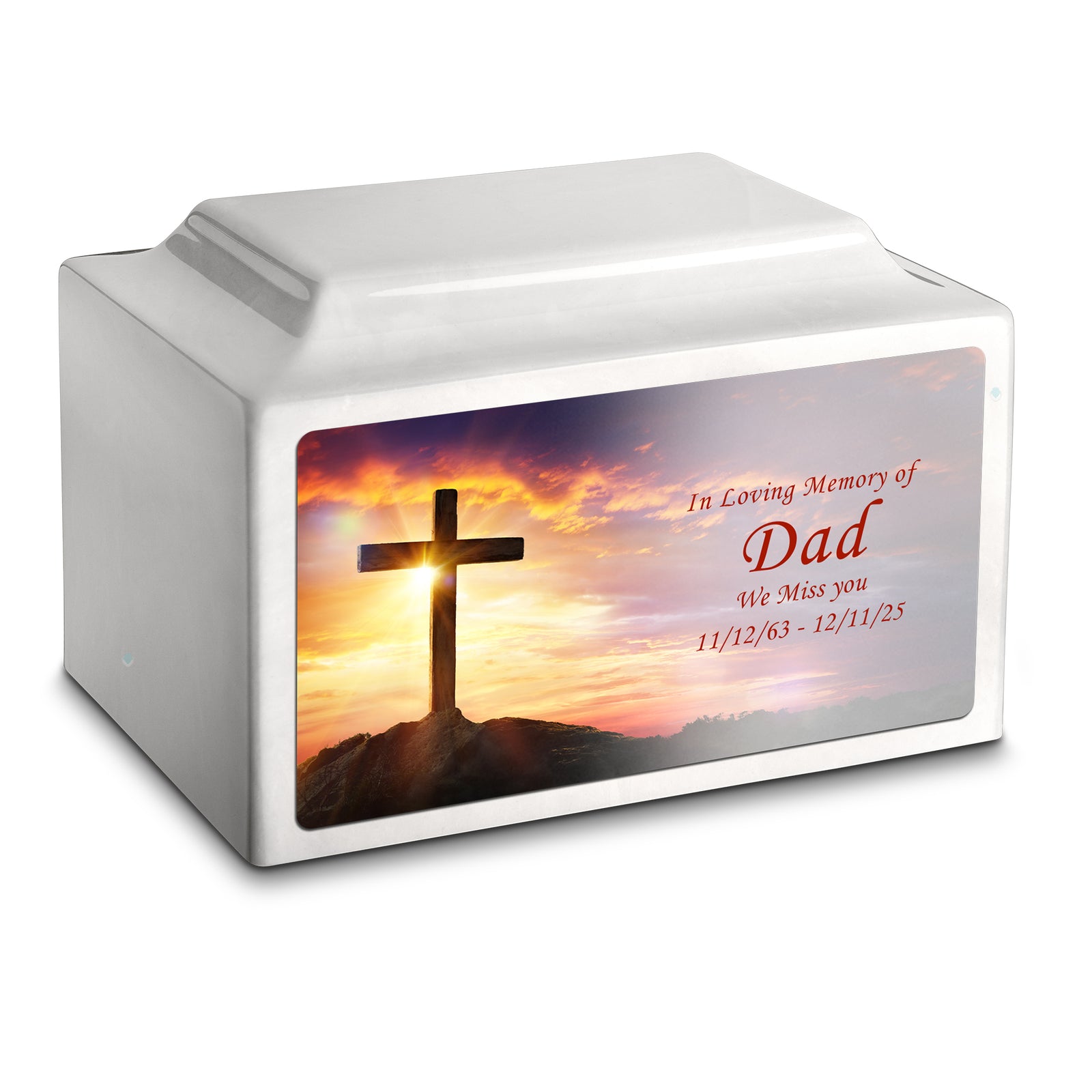 Adult Legacy Custom Printed Cross Cultured Marble Urns by MacKenzie