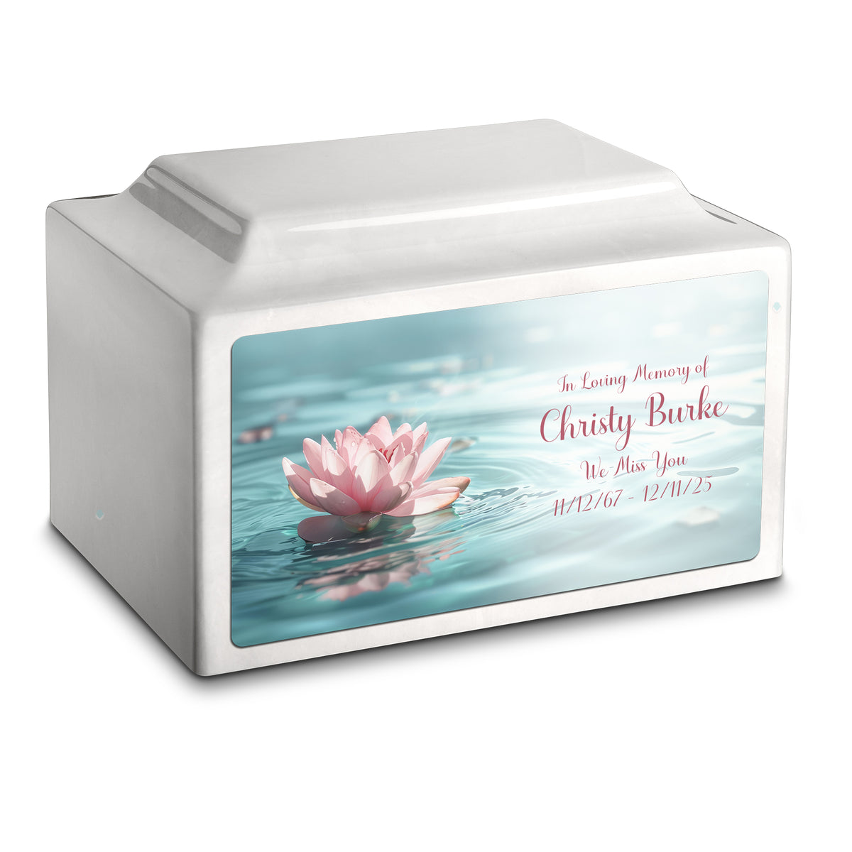 Adult Legacy Custom Printed Lotus Flower Cultured Marble Urns by MacKenzie