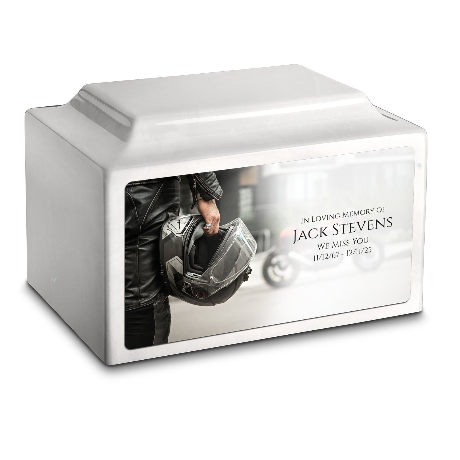 Adult Legacy Custom Printed Motorcycle Helmet Cultured Marble Urns by MacKenzie
