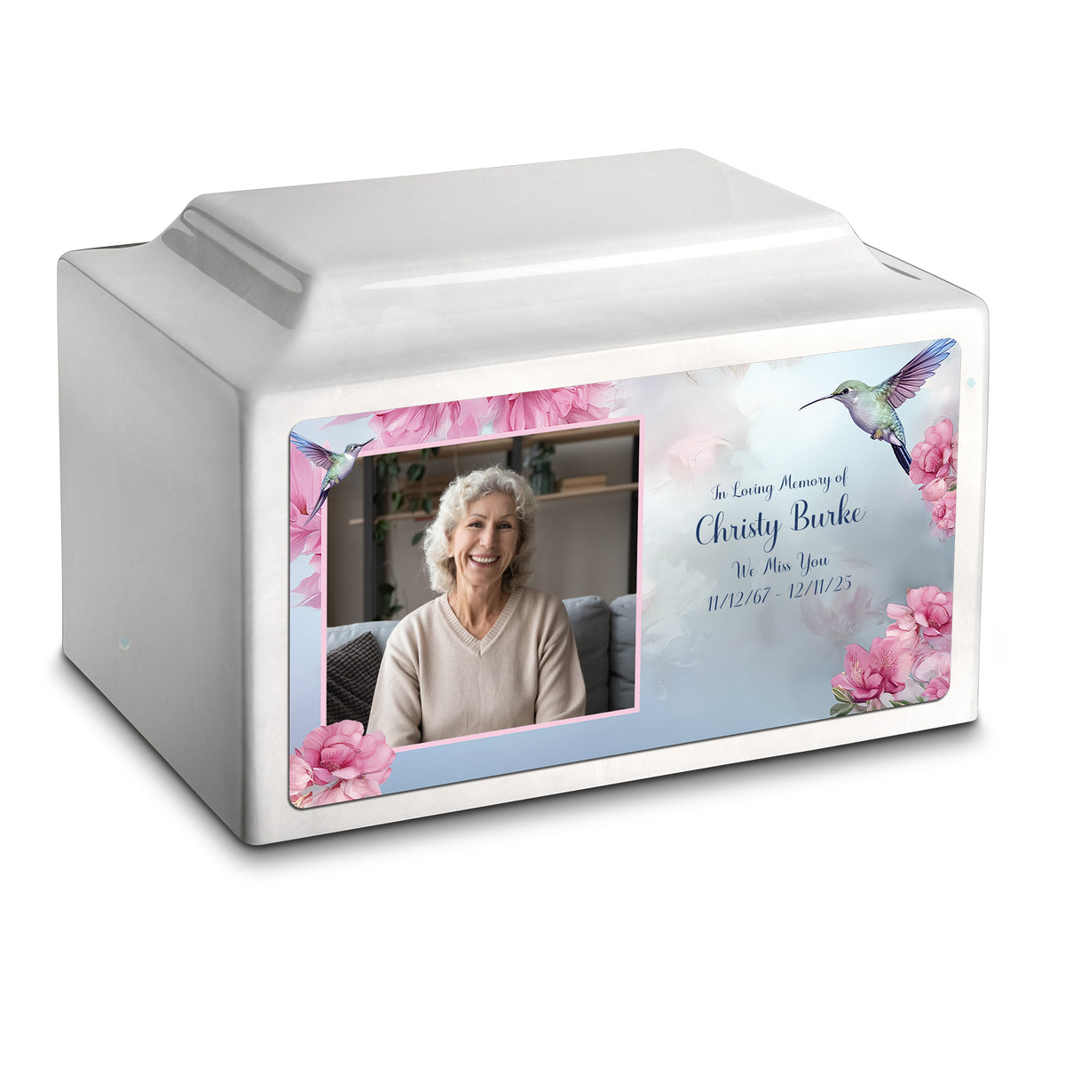 Adult Legacy Custom Printed Photo Hummingbird Cultured Marble Urns by MacKenzie