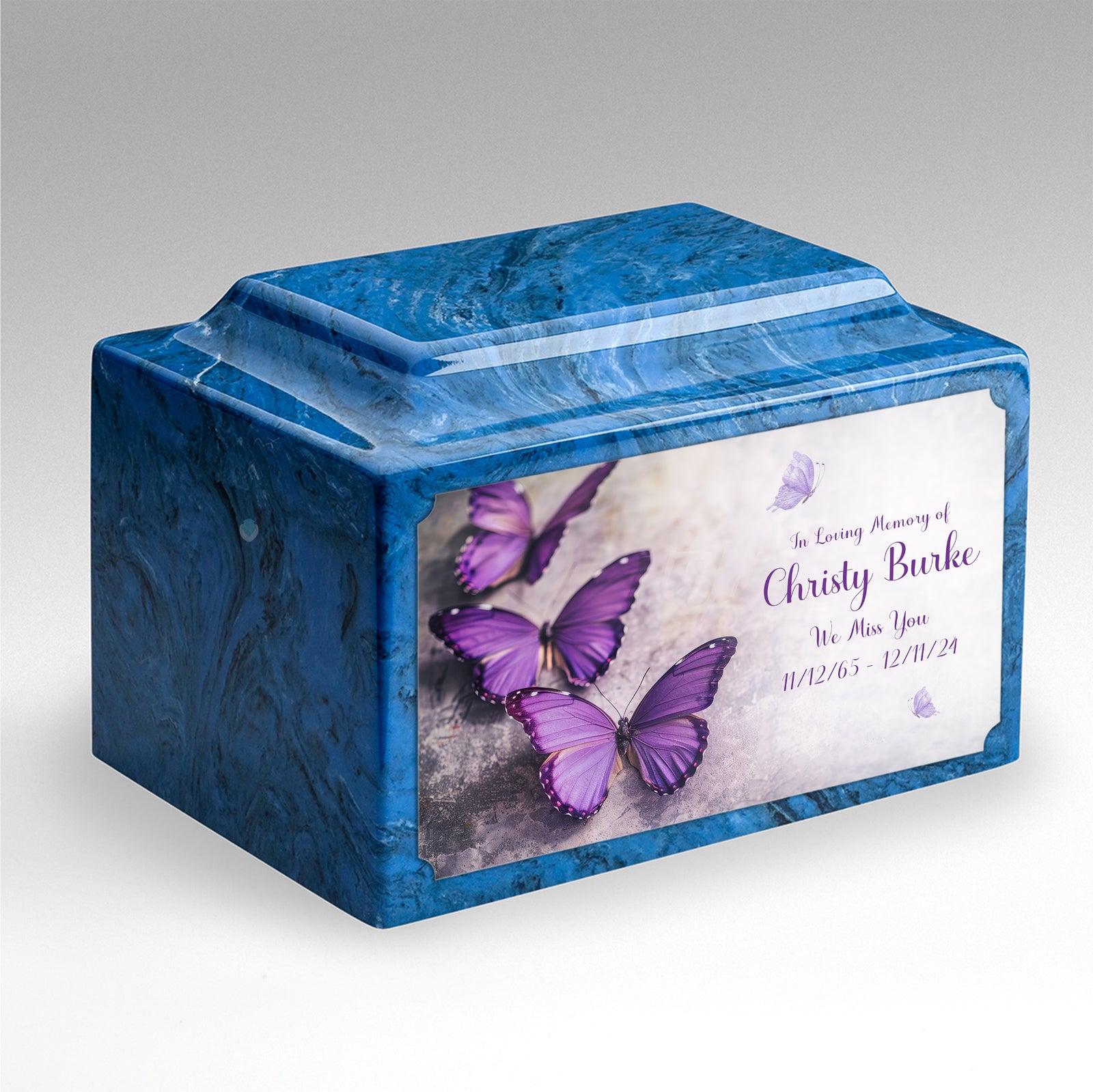Adult Legacy Custom Printed Butterflies Cultured Marble Urns by MacKenzie