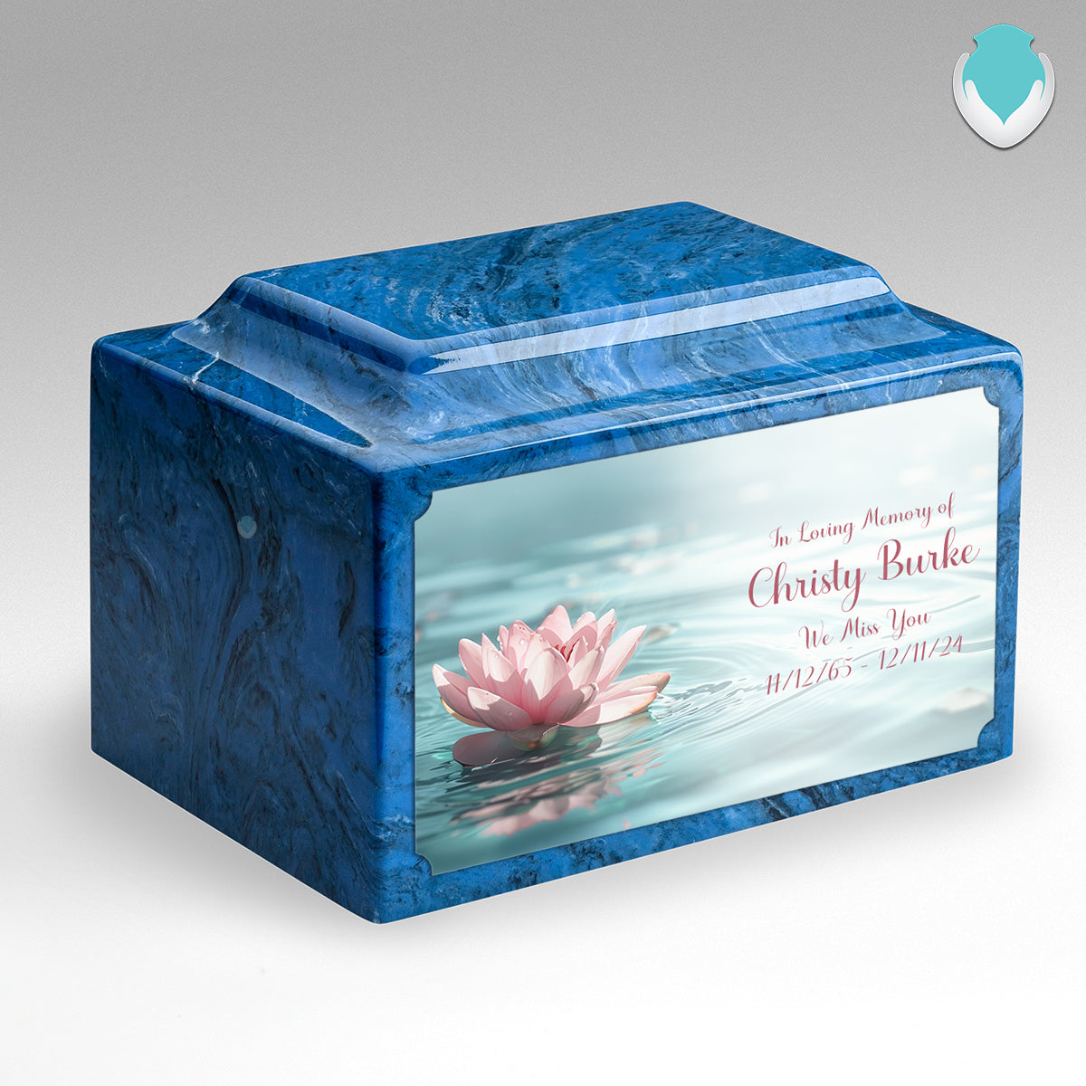 Adult Legacy Custom Printed Lotus Flower Cultured Marble Urns by MacKenzie