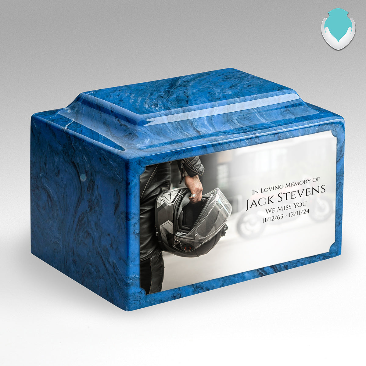 Adult Legacy Custom Printed Motorcycle Helmet Cultured Marble Urns by MacKenzie