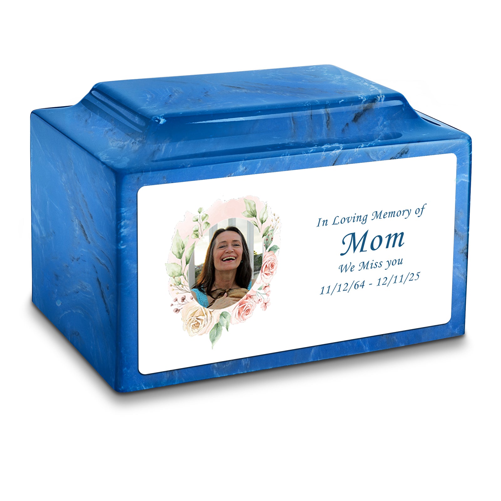 Adult Legacy Custom Printed Flower Photo Frame Cultured Marble Urns by MacKenzie