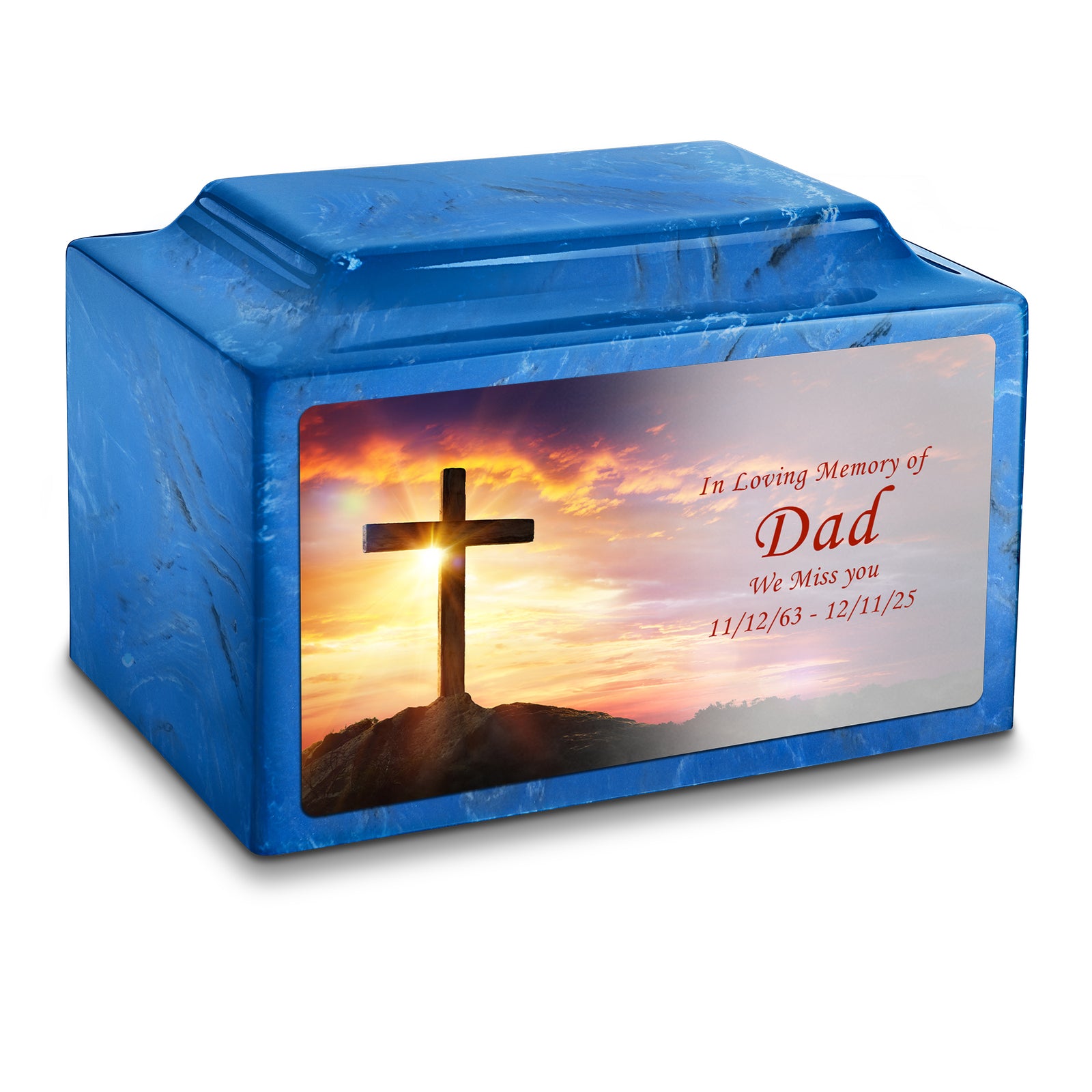 Adult Legacy Custom Printed Cross Cultured Marble Urns by MacKenzie