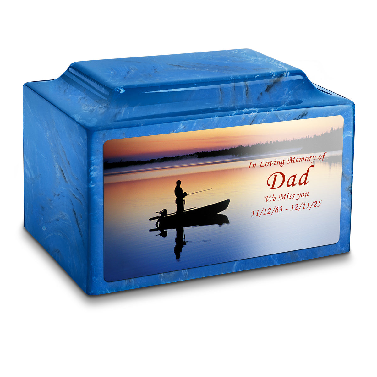 Adult Legacy Custom Printed Fishing Cultured Marble Urns by MacKenzie