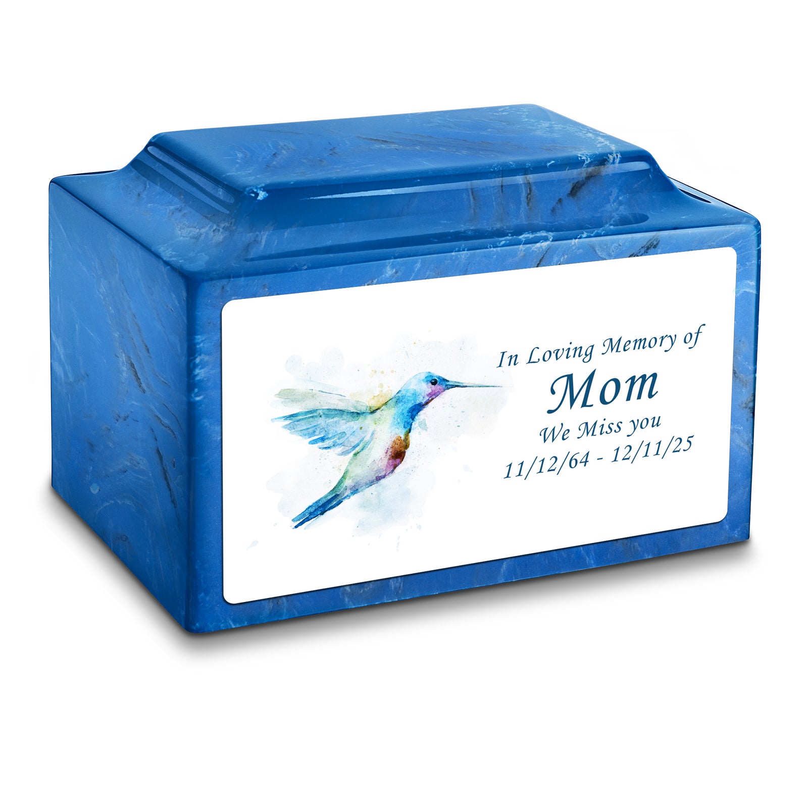 Adult Legacy Custom Printed Hummingbird Cultured Marble Urns by MacKenzie