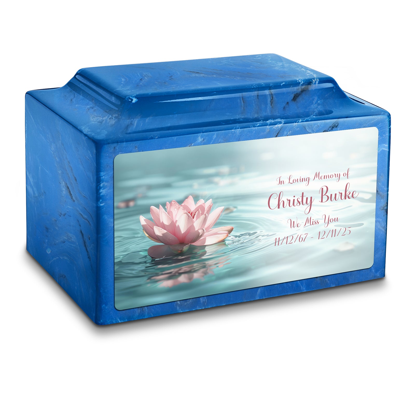 Adult Legacy Custom Printed Lotus Flower Cultured Marble Urns by MacKenzie