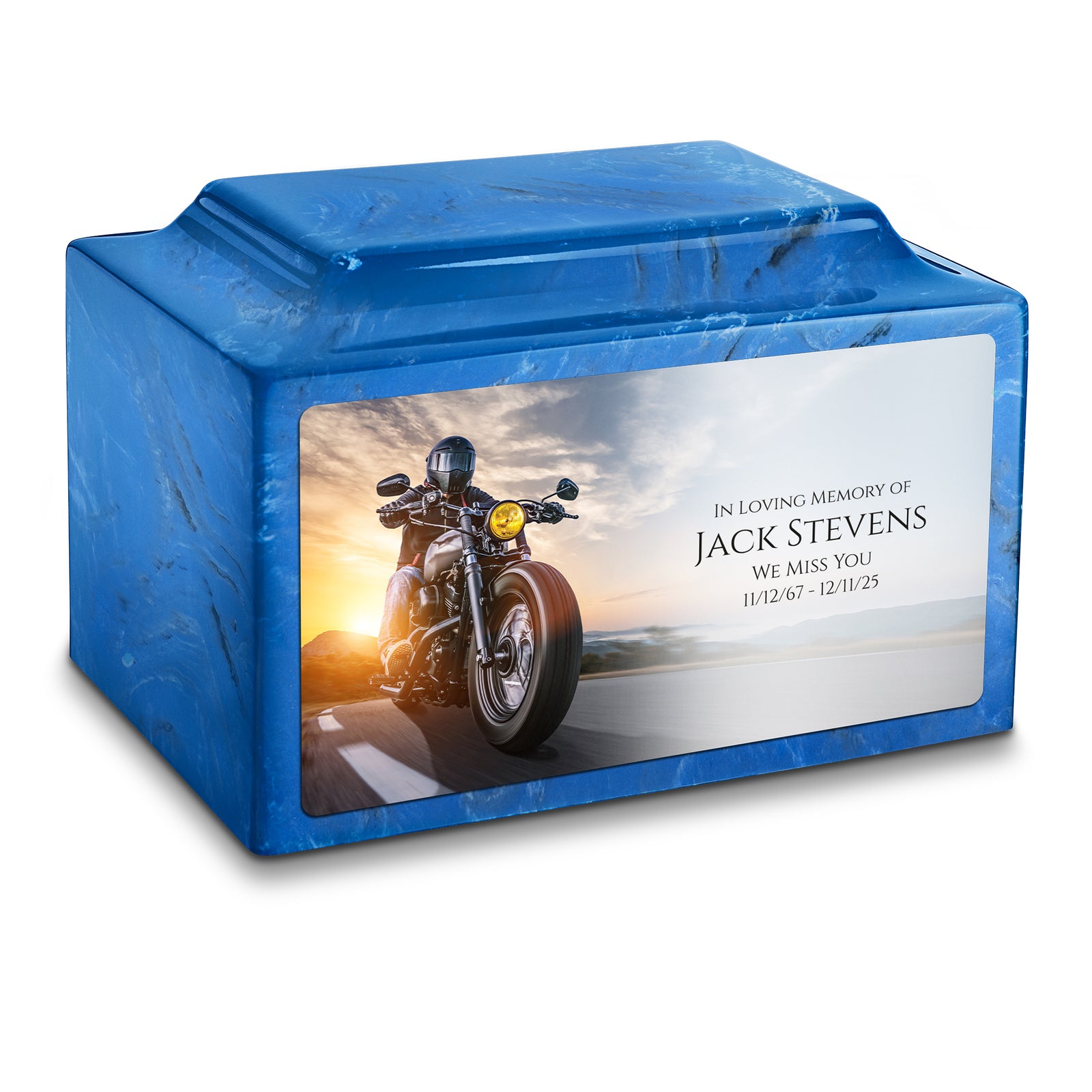 Adult Legacy Custom Printed Motorcycle Cultured Marble Urns by MacKenzie