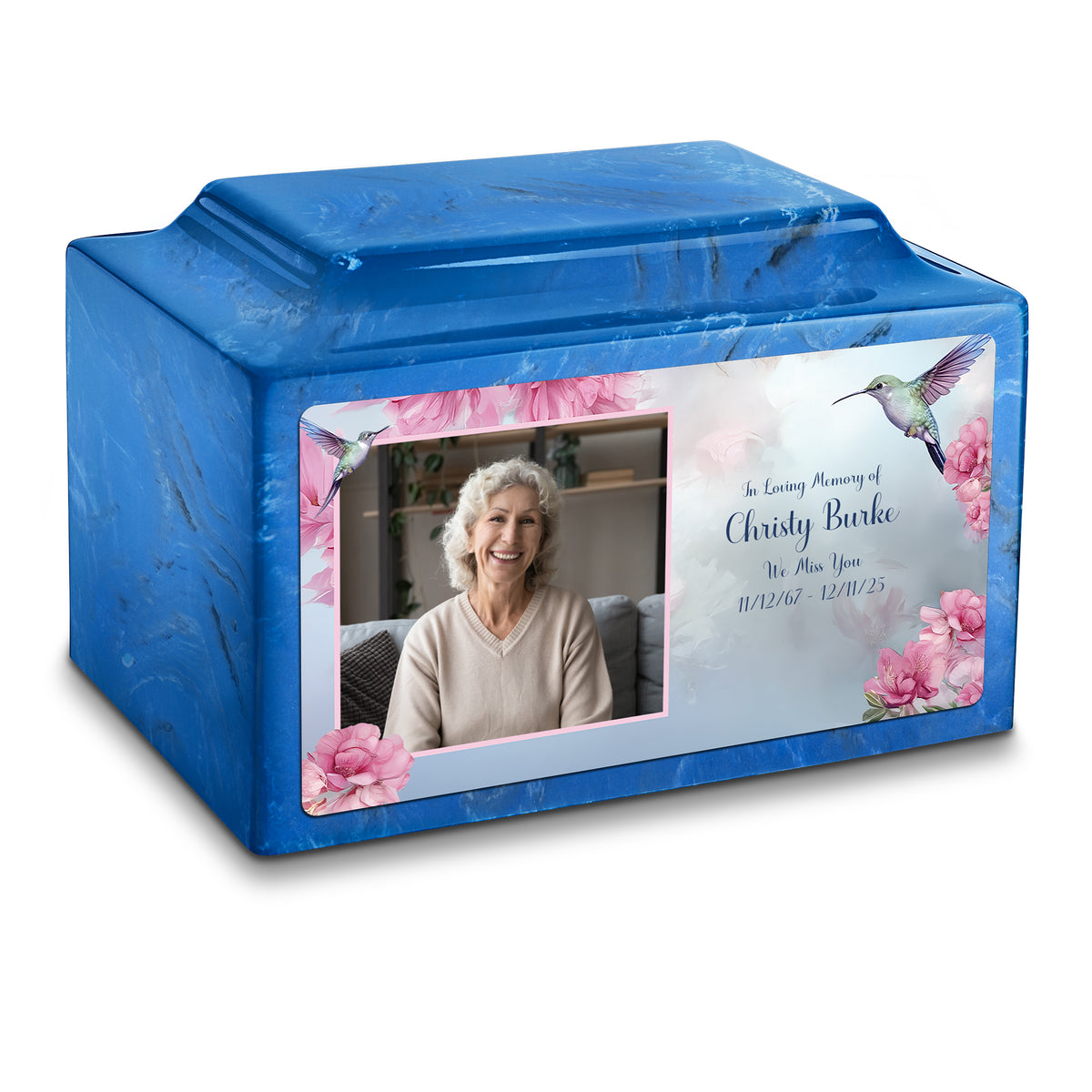 Adult Legacy Custom Printed Photo Hummingbird Cultured Marble Urns by MacKenzie