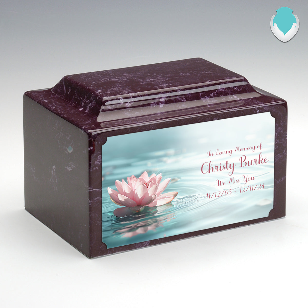 Adult Legacy Custom Printed Lotus Flower Cultured Marble Urns by MacKenzie