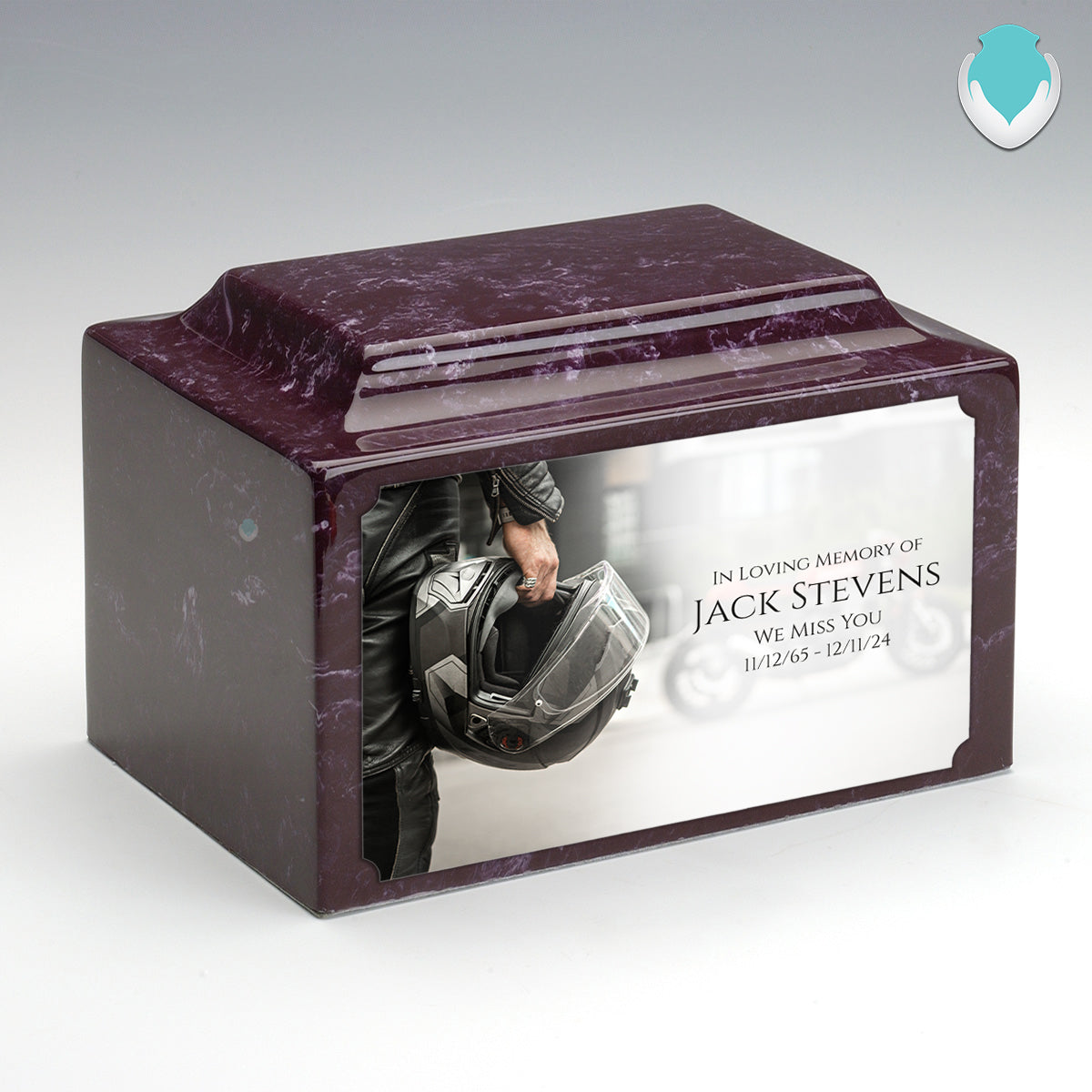 Adult Legacy Custom Printed Motorcycle Helmet Cultured Marble Urns by MacKenzie