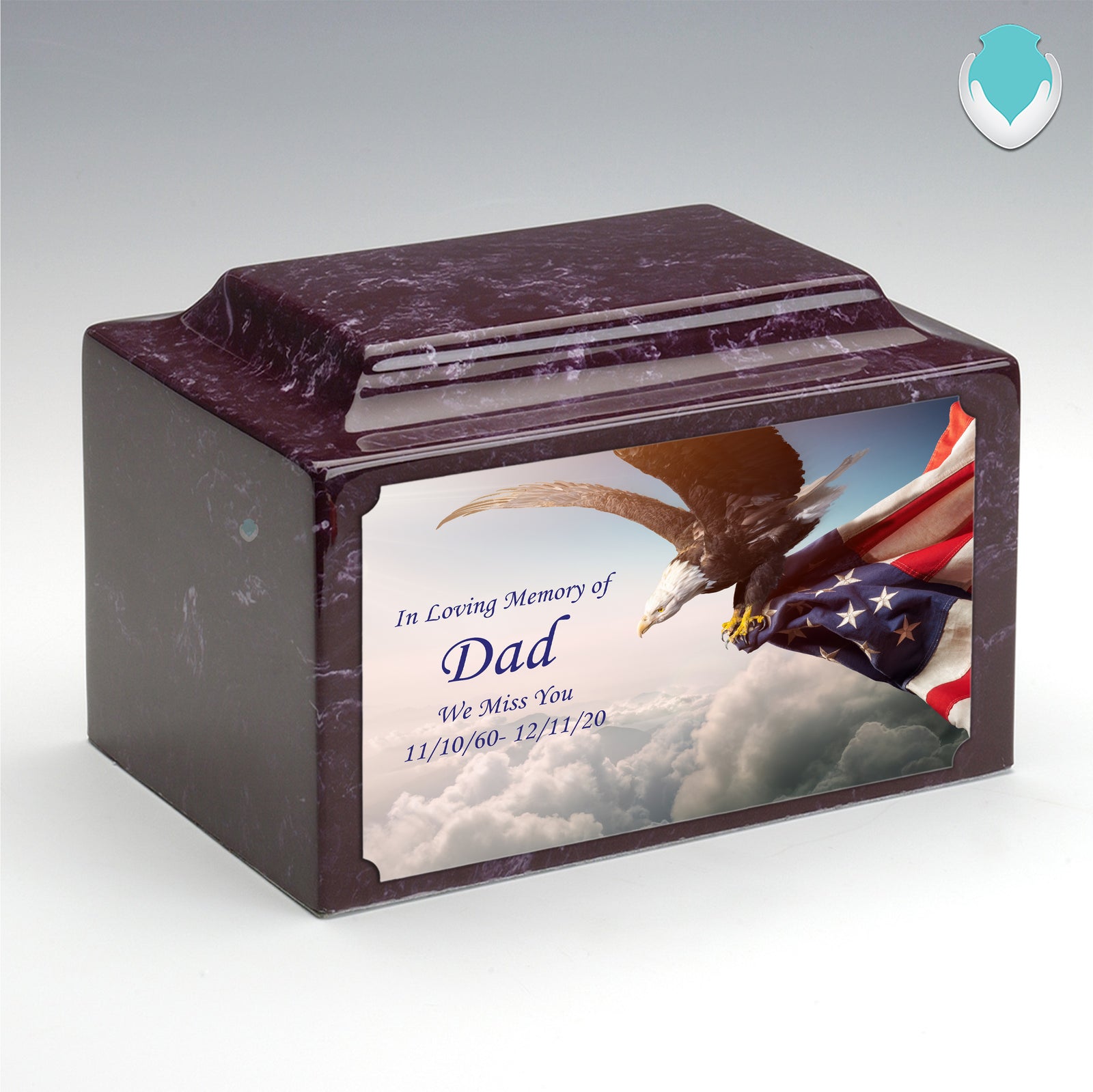 Adult Legacy Custom Printed American Eagle Cultured Marble Urns by MacKenzie