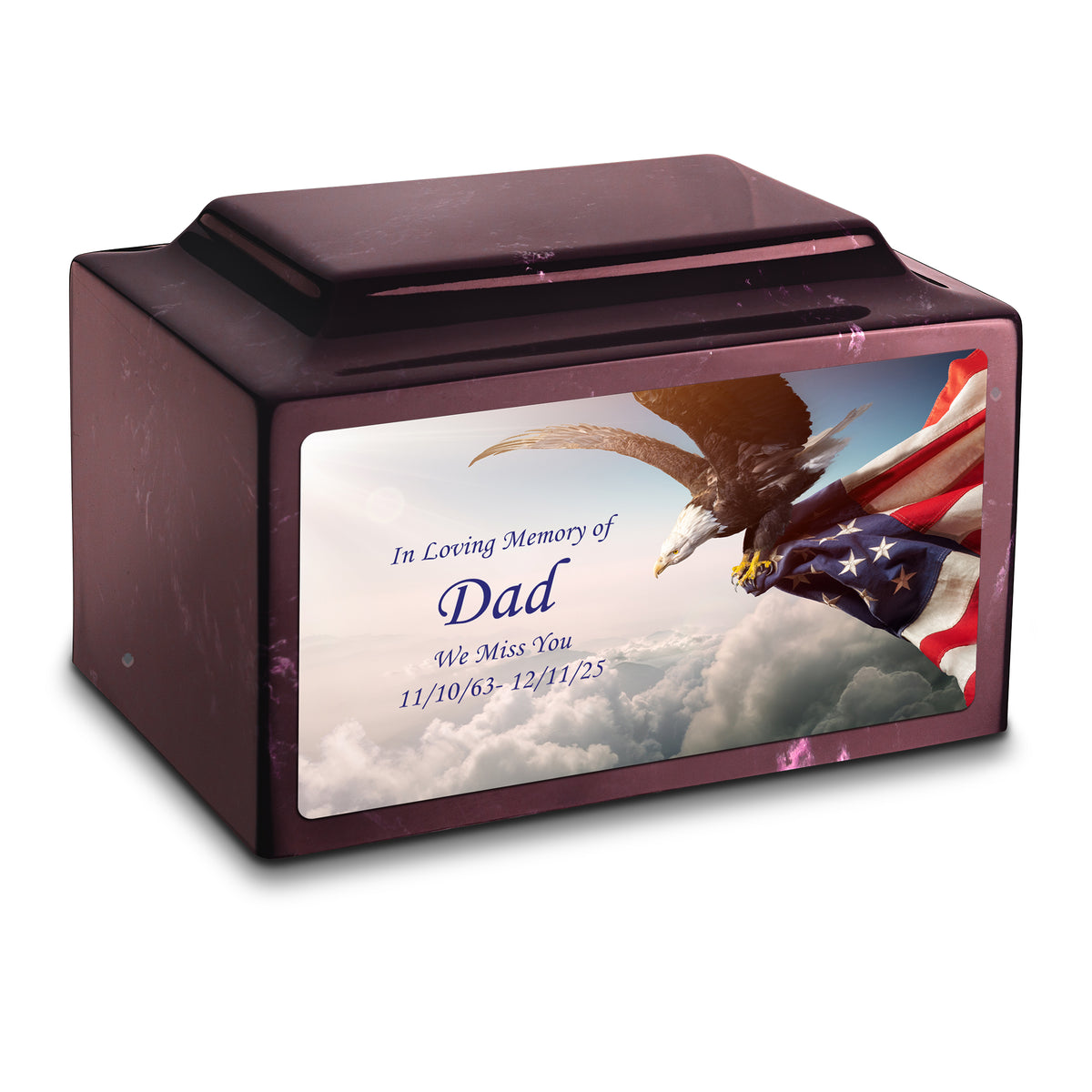Adult Legacy Custom Printed American Eagle Cultured Marble Urns by MacKenzie