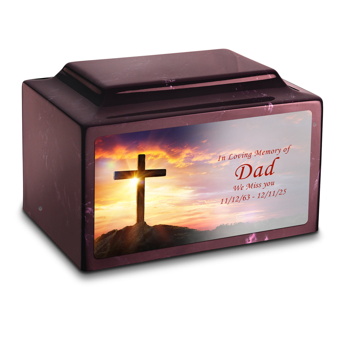 Adult Legacy Custom Printed Cross Cultured Marble Urns by MacKenzie