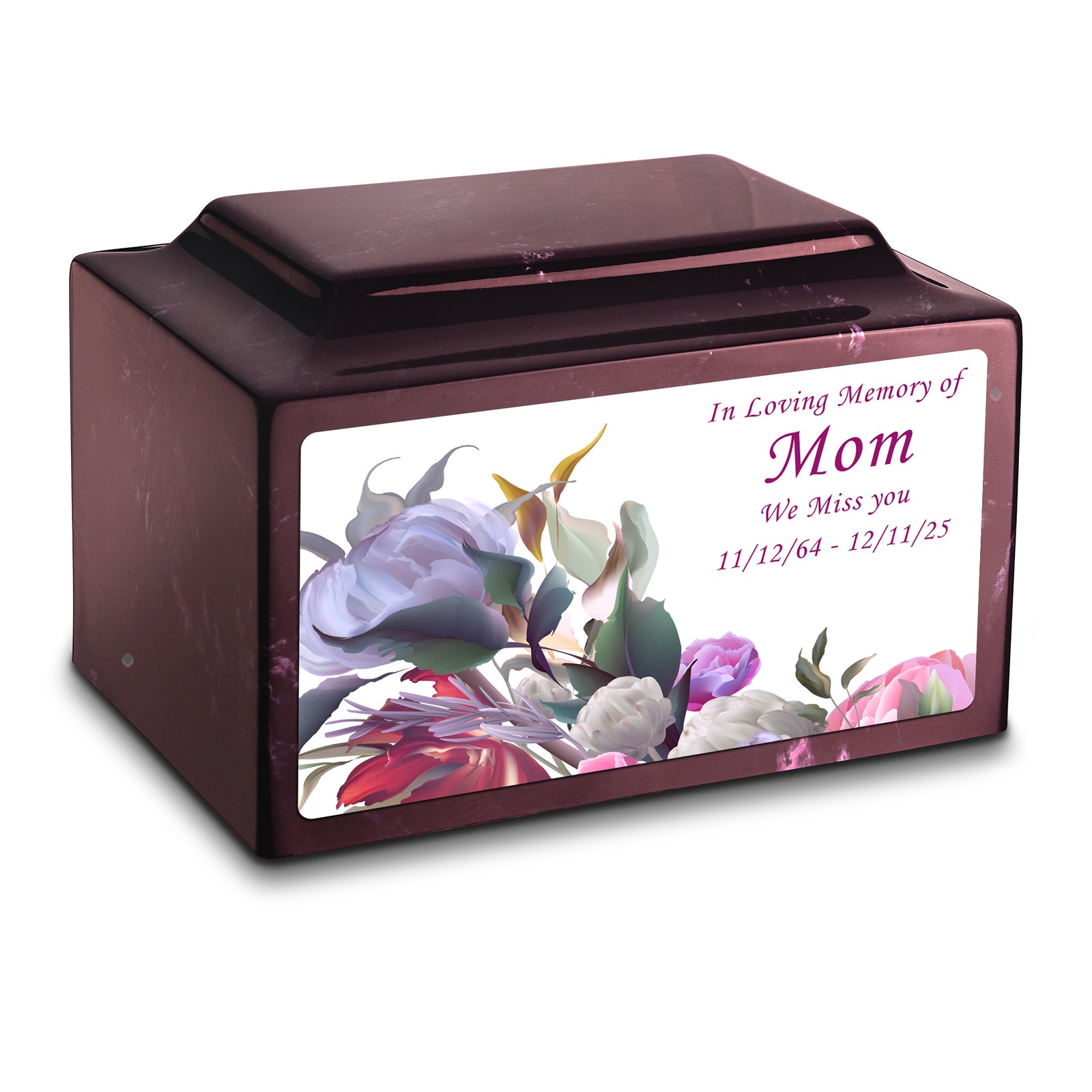 Adult Legacy Custom Printed Modern Flowers Cultured Marble Urns by MacKenzie