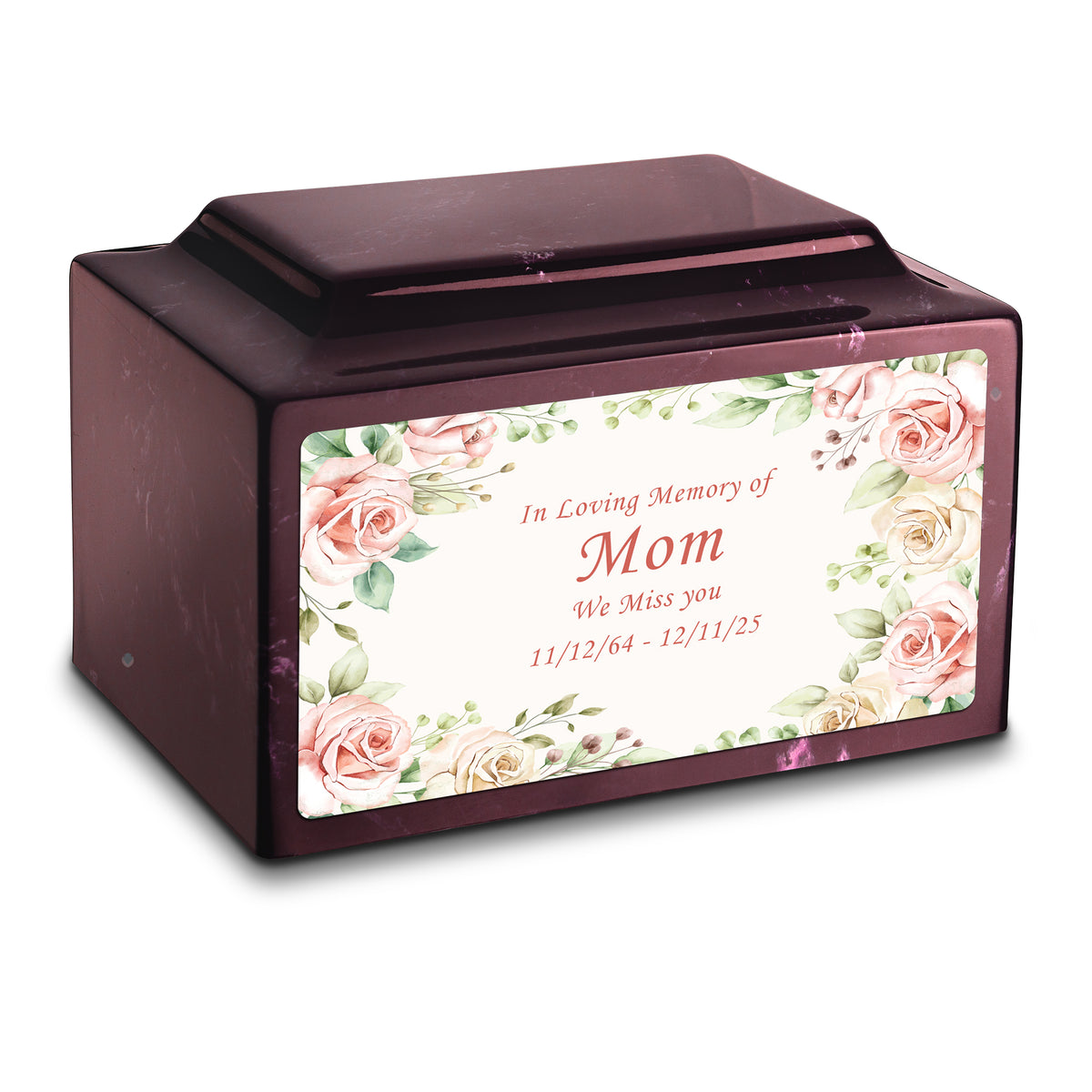 Adult Legacy Custom Printed Flower Frame Cultured Marble Urns by MacKenzie