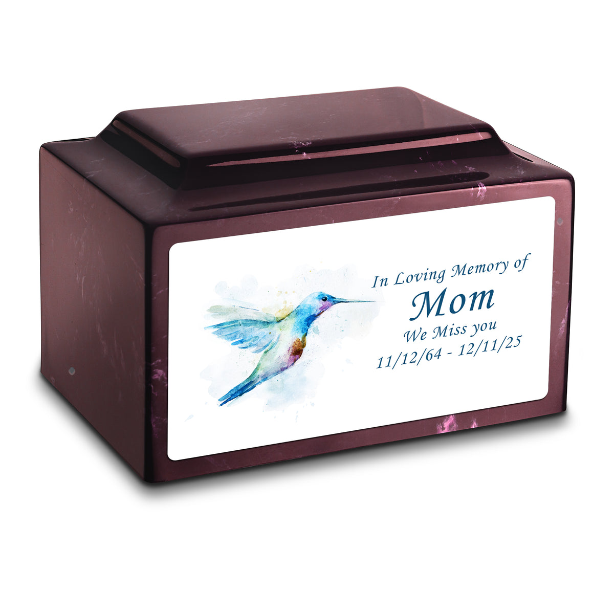 Adult Legacy Custom Printed Hummingbird Cultured Marble Urns by MacKenzie