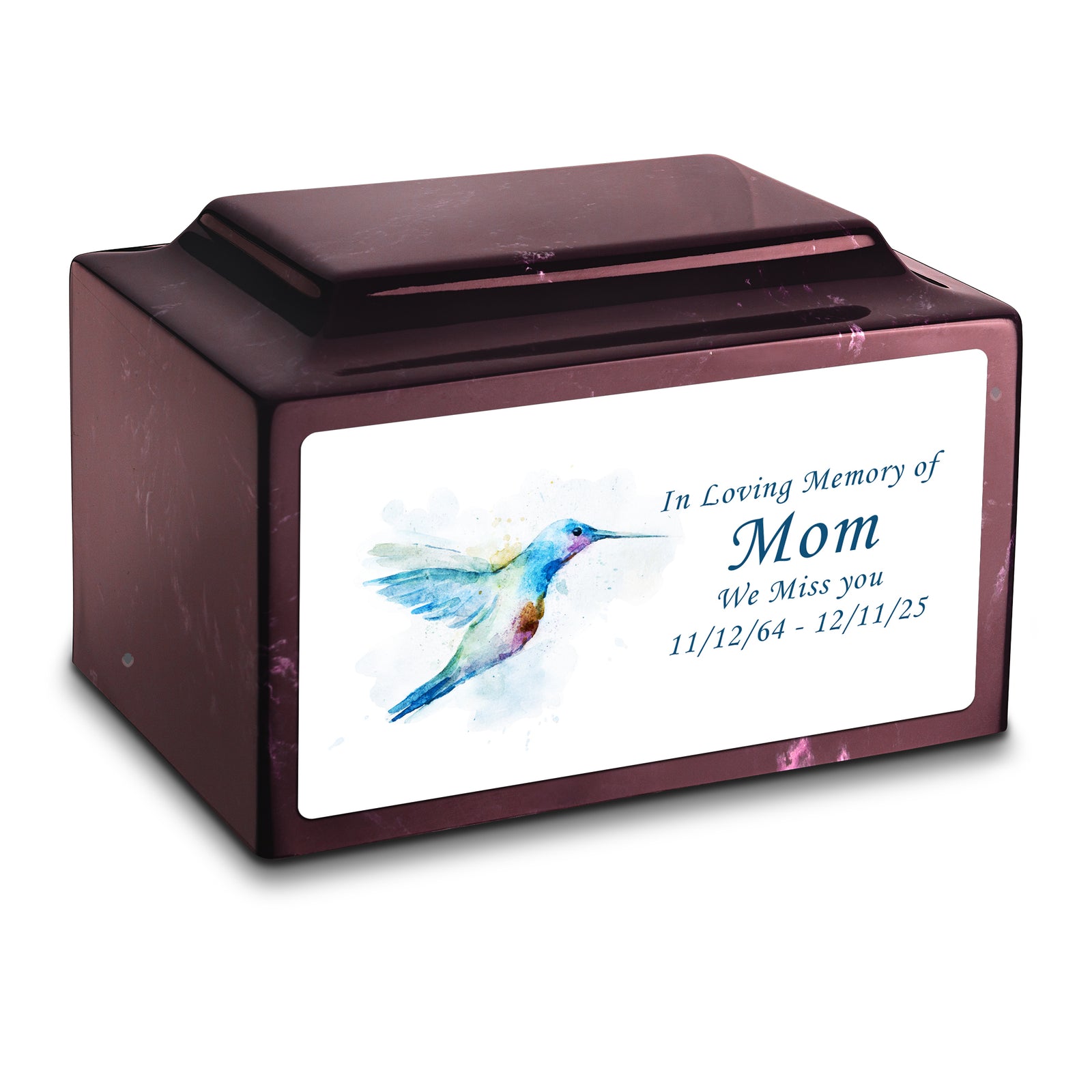 Adult Legacy Custom Printed Hummingbird Cultured Marble Urns by MacKenzie