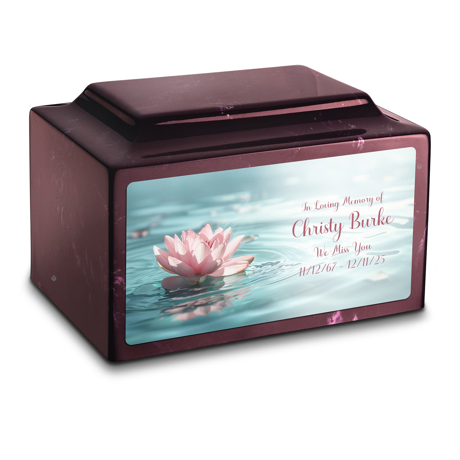 Adult Legacy Custom Printed Lotus Flower Cultured Marble Urns by MacKenzie