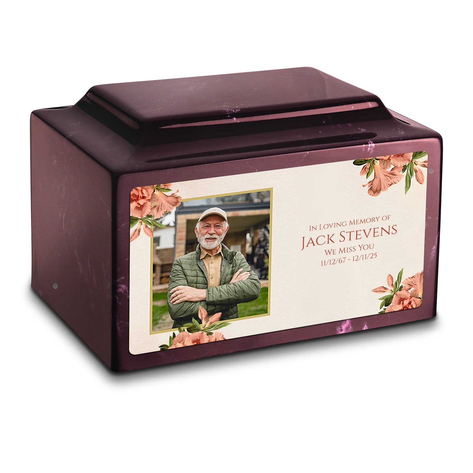 Adult Legacy Custom Printed Azalea Flower Cultured Marble Urns by MacKenzie