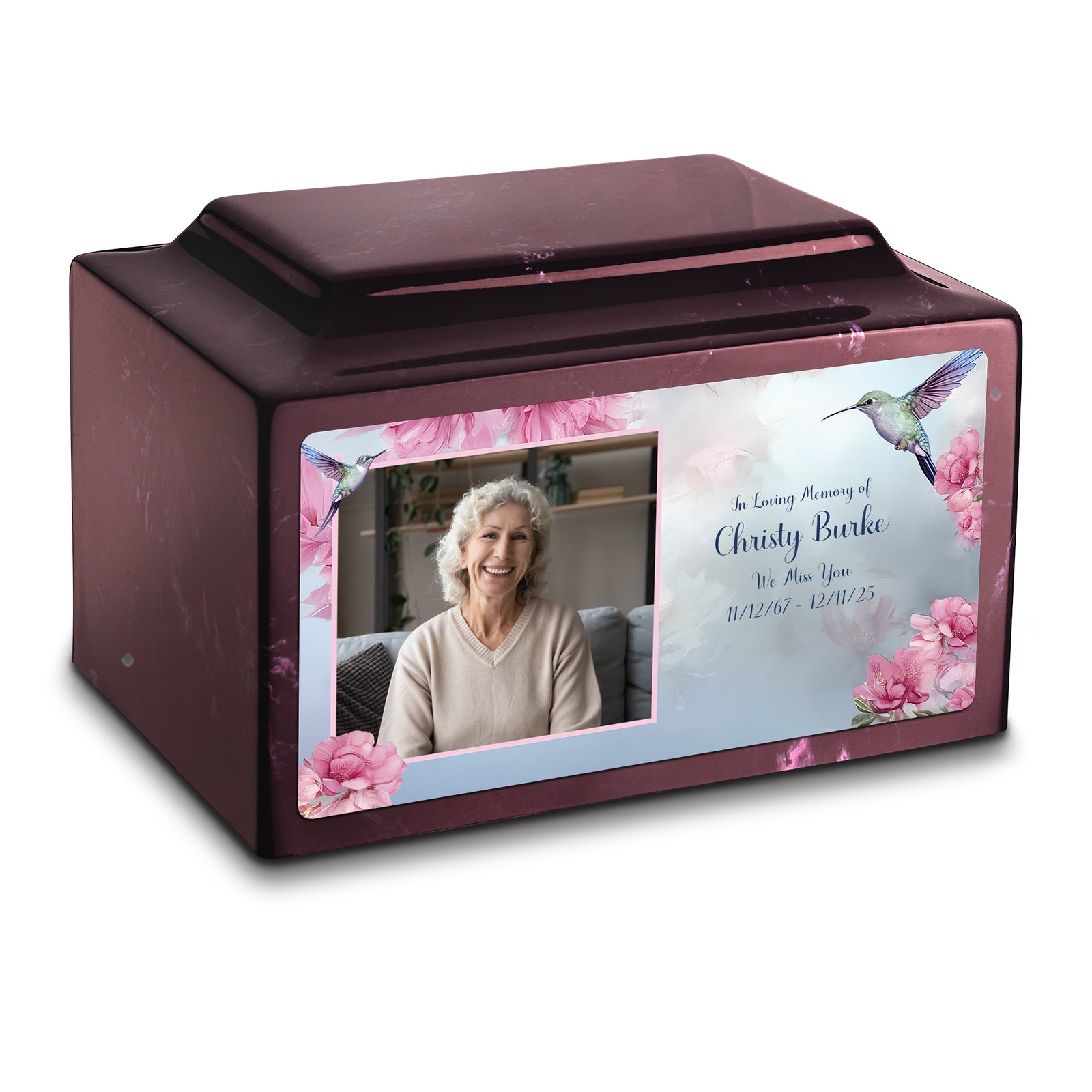 Adult Legacy Custom Printed Photo Hummingbird Cultured Marble Urns by MacKenzie