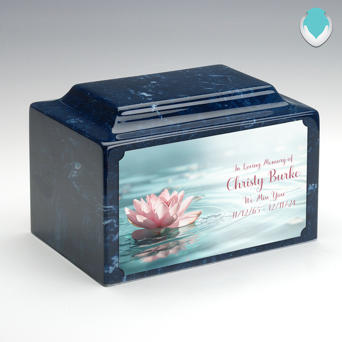 Adult Legacy Custom Printed Lotus Flower Cultured Marble Urns by MacKenzie