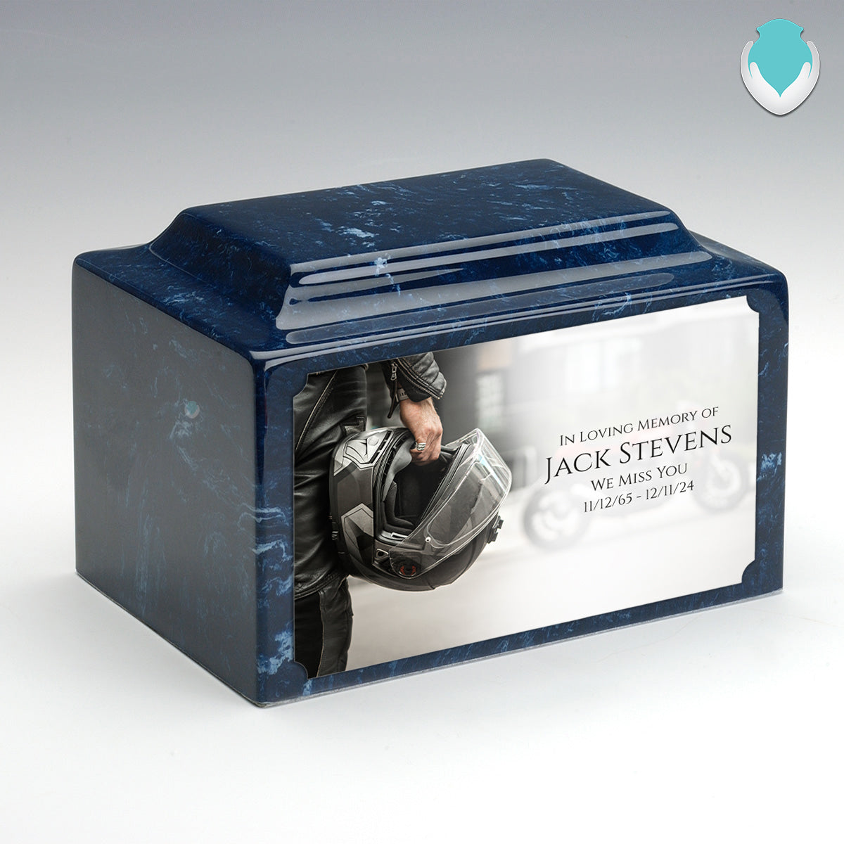 Adult Legacy Custom Printed Motorcycle Helmet Cultured Marble Urns by MacKenzie