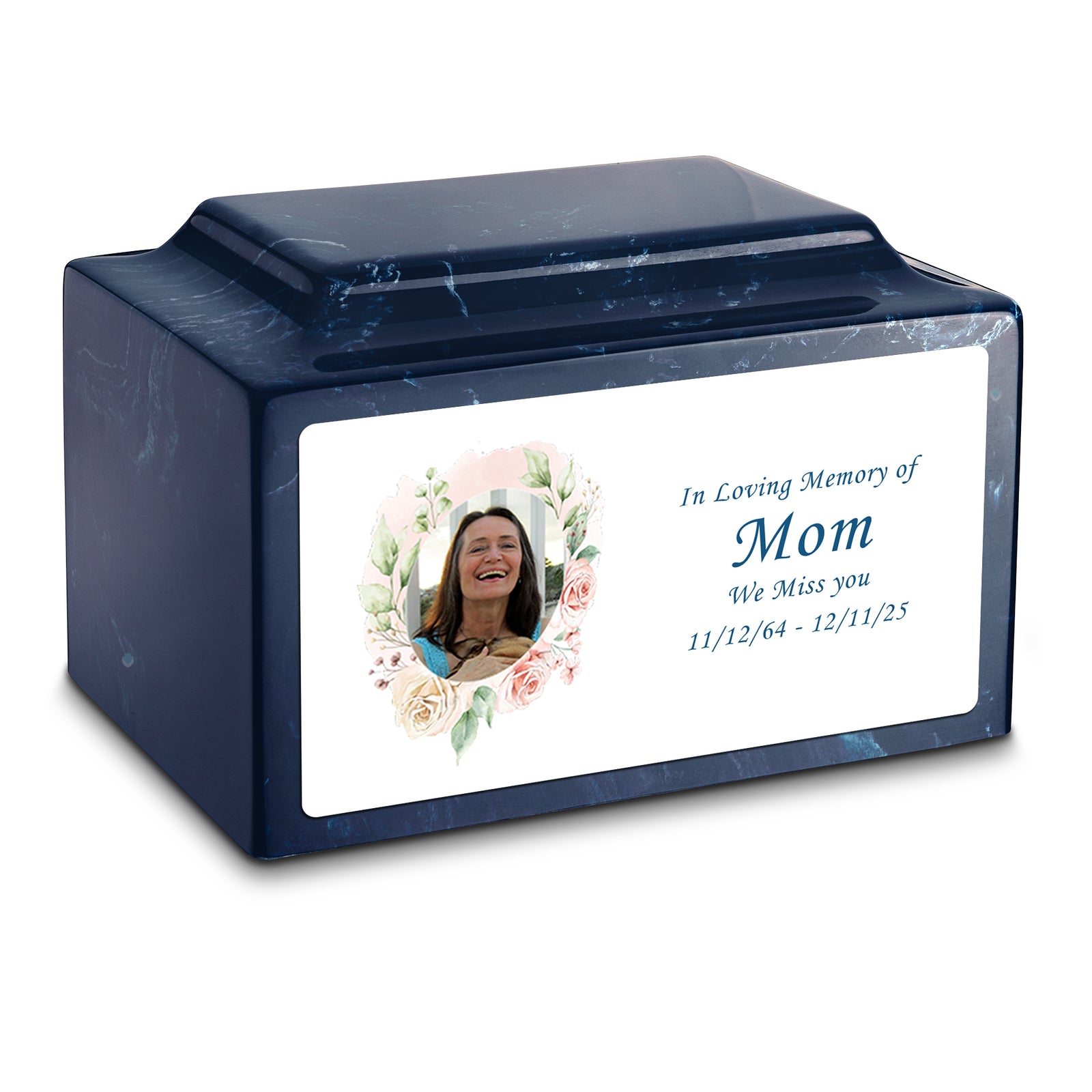 Adult Legacy Custom Printed Flower Photo Frame Cultured Marble Urns by MacKenzie