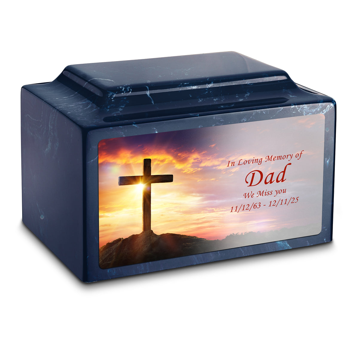 Adult Legacy Custom Printed Cross Cultured Marble Urns by MacKenzie