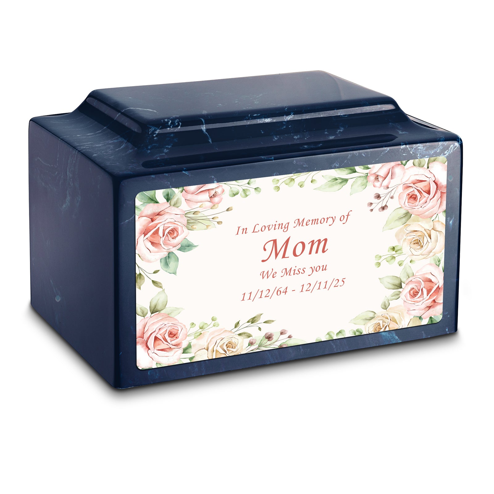 Adult Legacy Custom Printed Flower Frame Cultured Marble Urns by MacKenzie