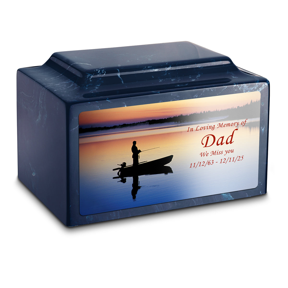 Adult Legacy Custom Printed Fishing Cultured Marble Urns by MacKenzie