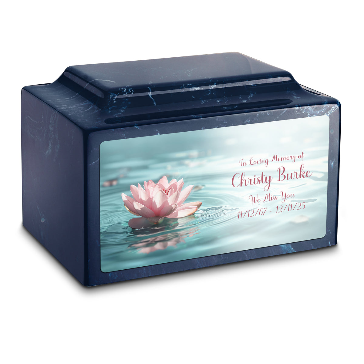 Adult Legacy Custom Printed Lotus Flower Cultured Marble Urns by MacKenzie