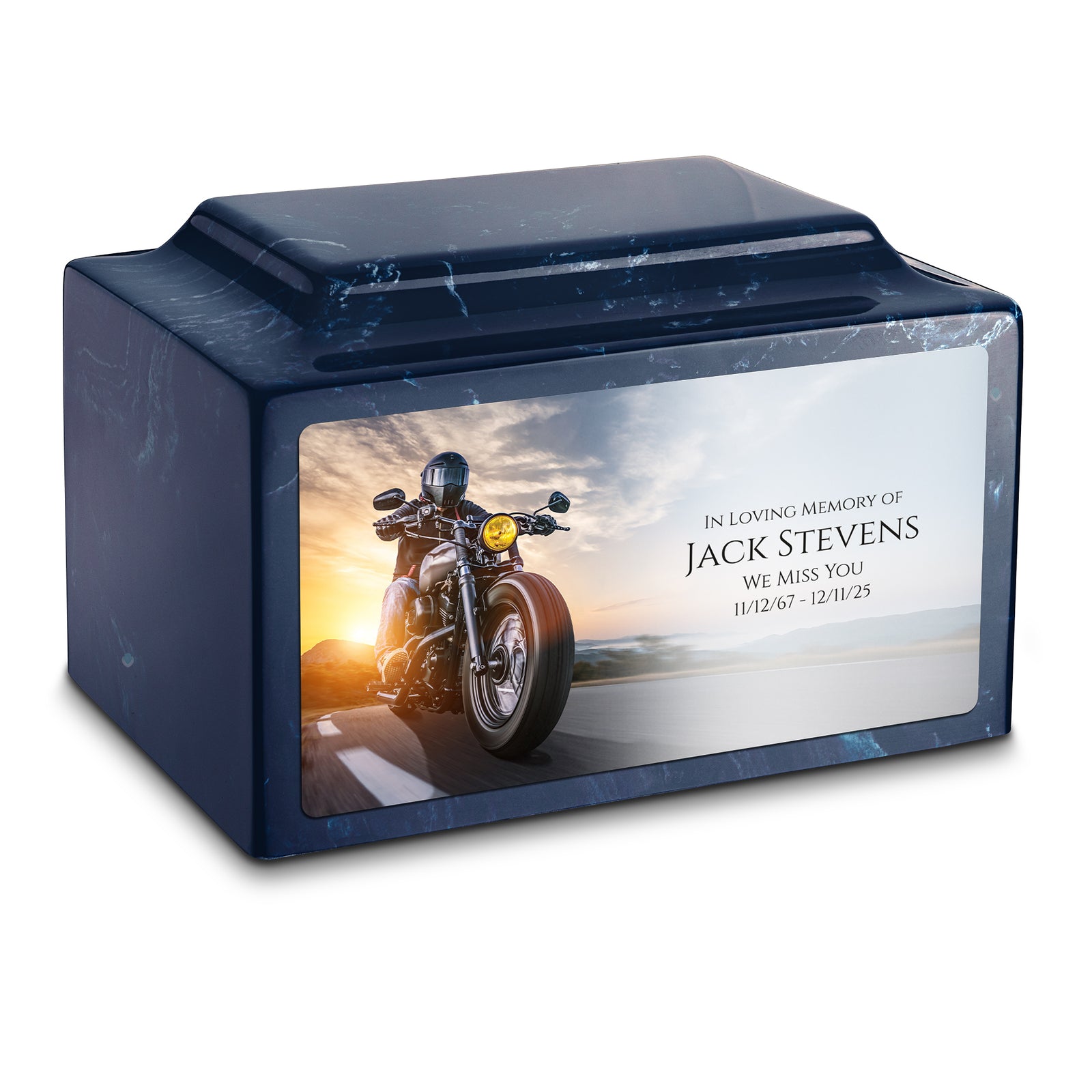 Adult Legacy Custom Printed Motorcycle Cultured Marble Urns by MacKenzie