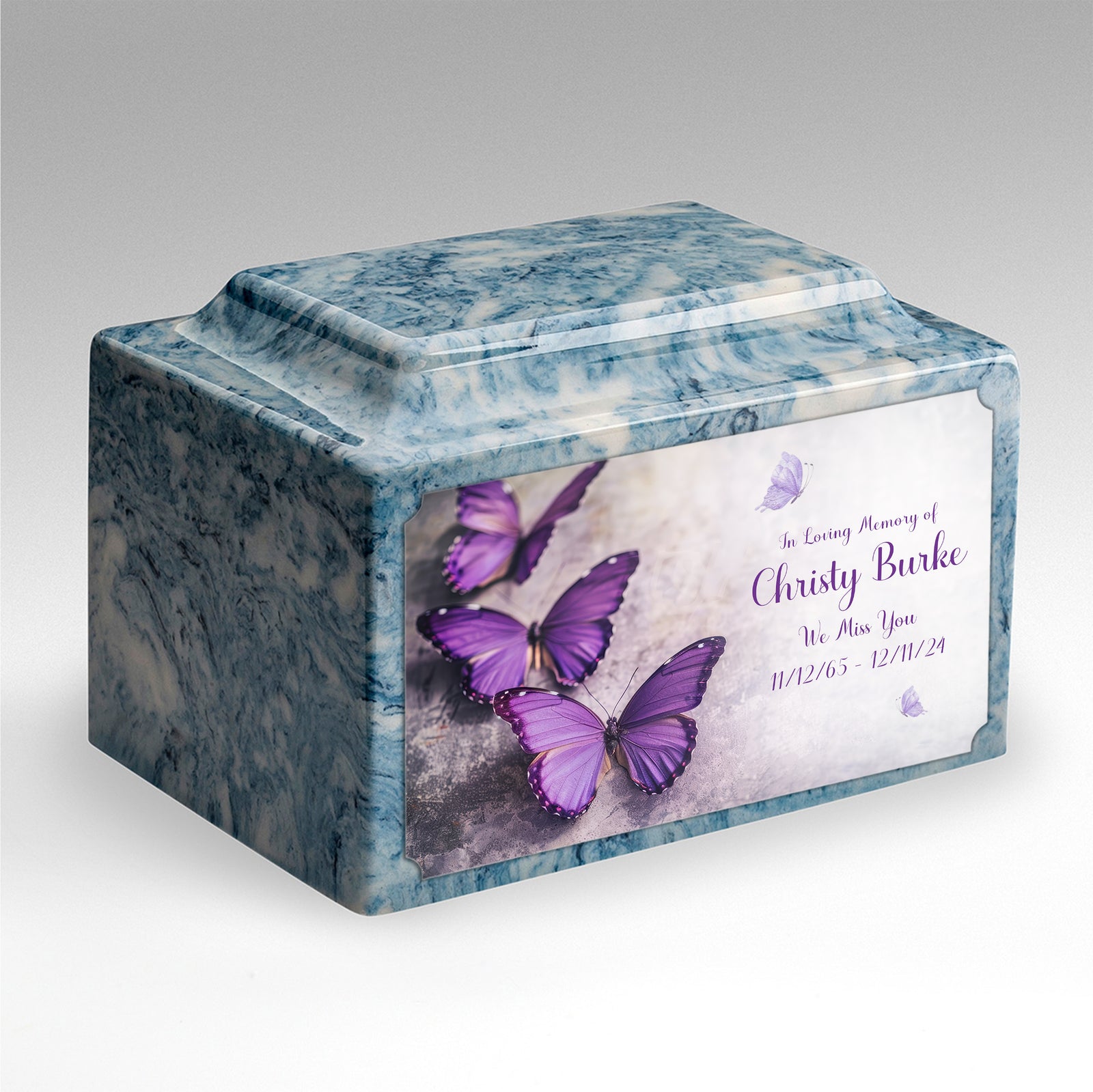 Adult Legacy Custom Printed Butterflies Cultured Marble Urns by MacKenzie