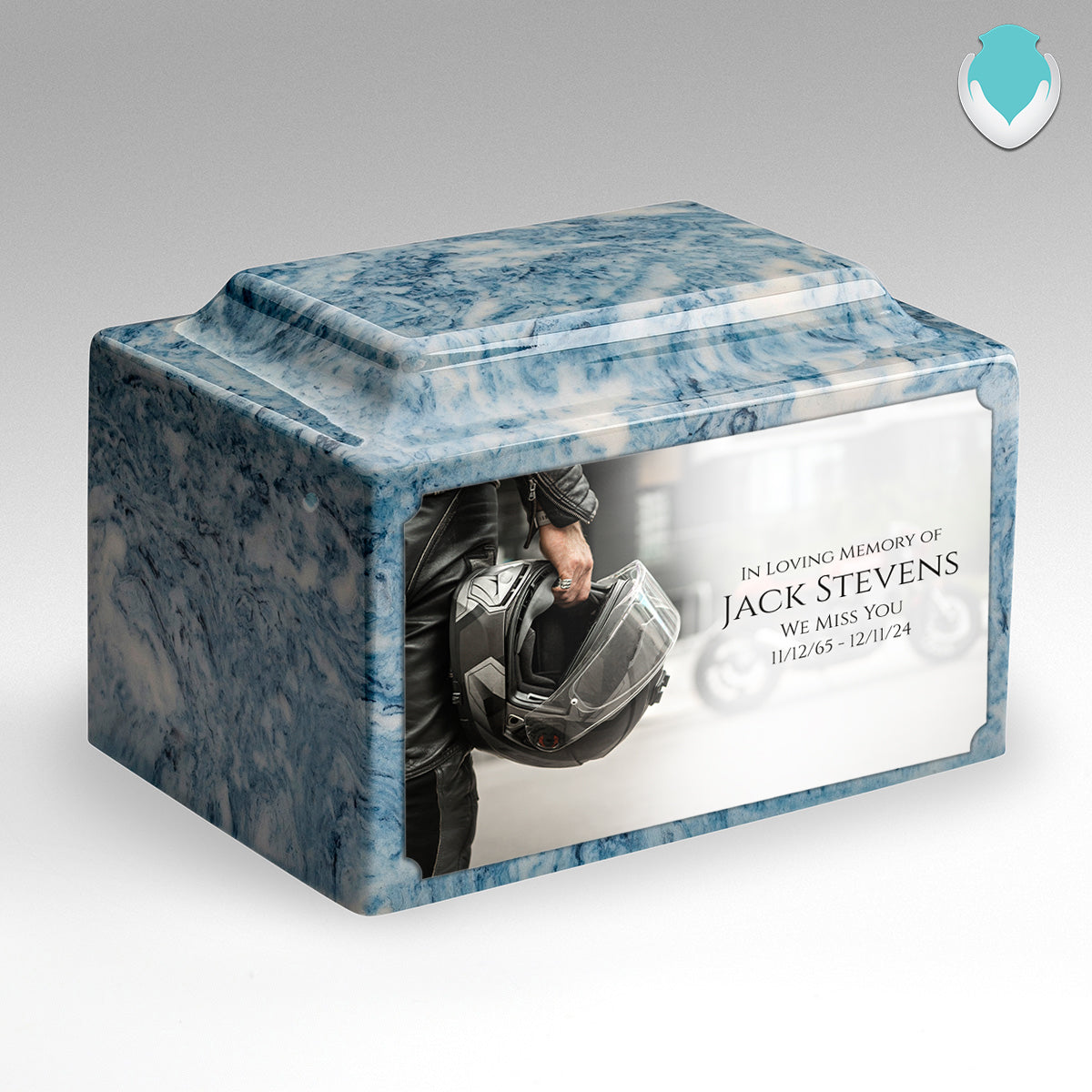 Adult Legacy Custom Printed Motorcycle Helmet Cultured Marble Urns by MacKenzie