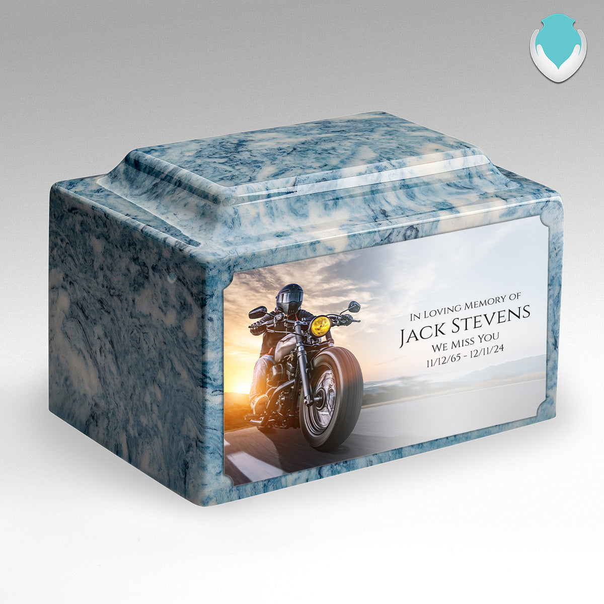 Adult Legacy Custom Printed Motorcycle Cultured Marble Urns by MacKenzie
