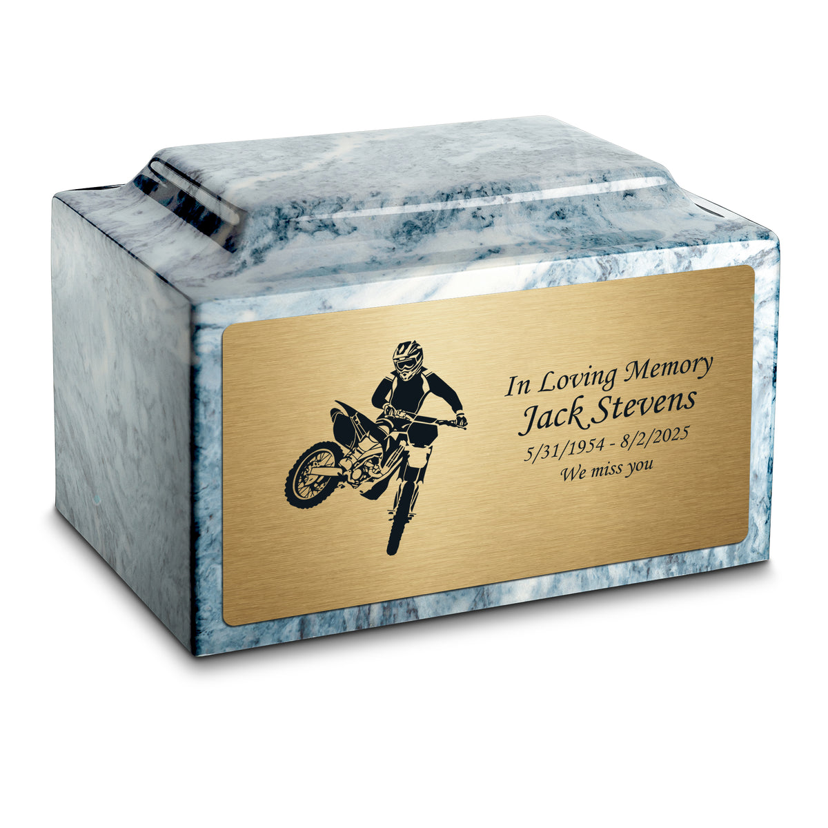 Adult Legacy Dirt Bike Cultured Marble Urns by MacKenzie
