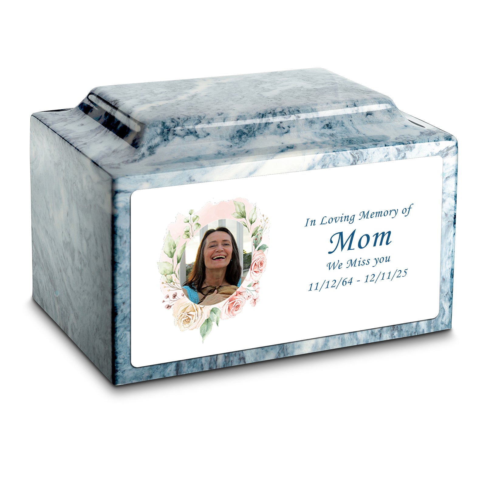 Adult Legacy Custom Printed Flower Photo Frame Cultured Marble Urns by MacKenzie