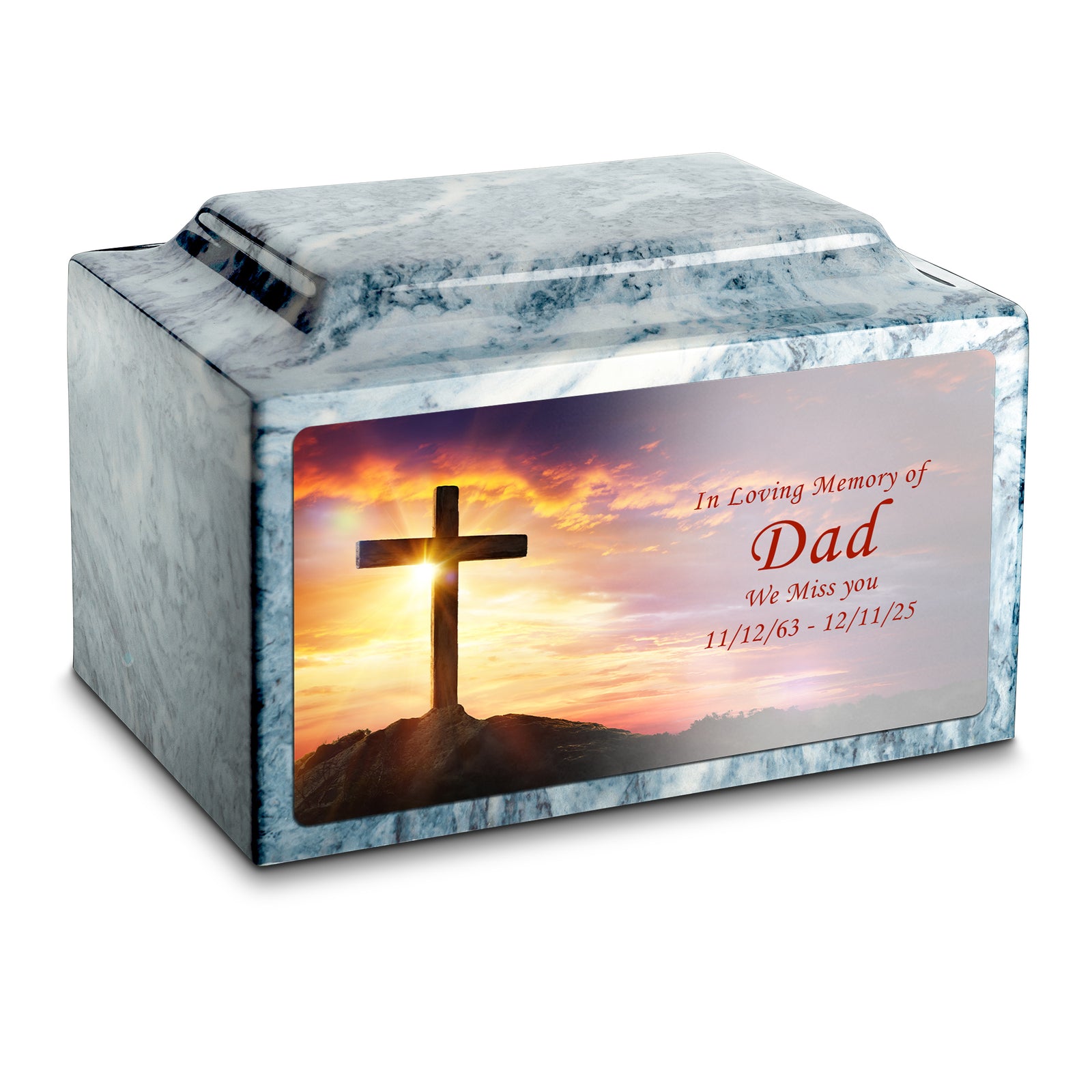 Adult Legacy Custom Printed Cross Cultured Marble Urns by MacKenzie